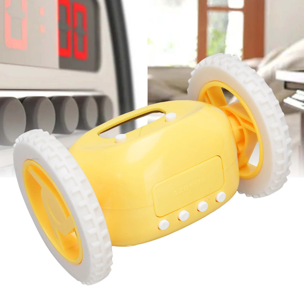 Alarm Clock with Wheels Extra Loud Alarm Clock with Wheels Easy to Set Cute Vibrating Digital Alarm Clock for Heavy Sleepers