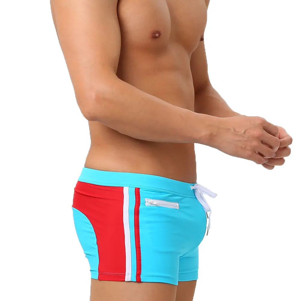 Mens Swimwear With Push-Up Swimming Trunks Boxer With Pocket  Hi-Q Sexy Men Breathable Swim Suit Speed Beach Shorts  sunga