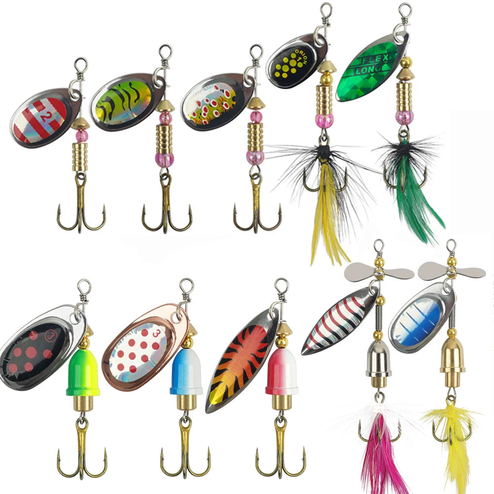5/10/20Pcs Spinner bait Bass Fishing Lures Spinnerbaits Spoon Lures Feather treble hooks for Trout Salmon Metal Spinner Lure