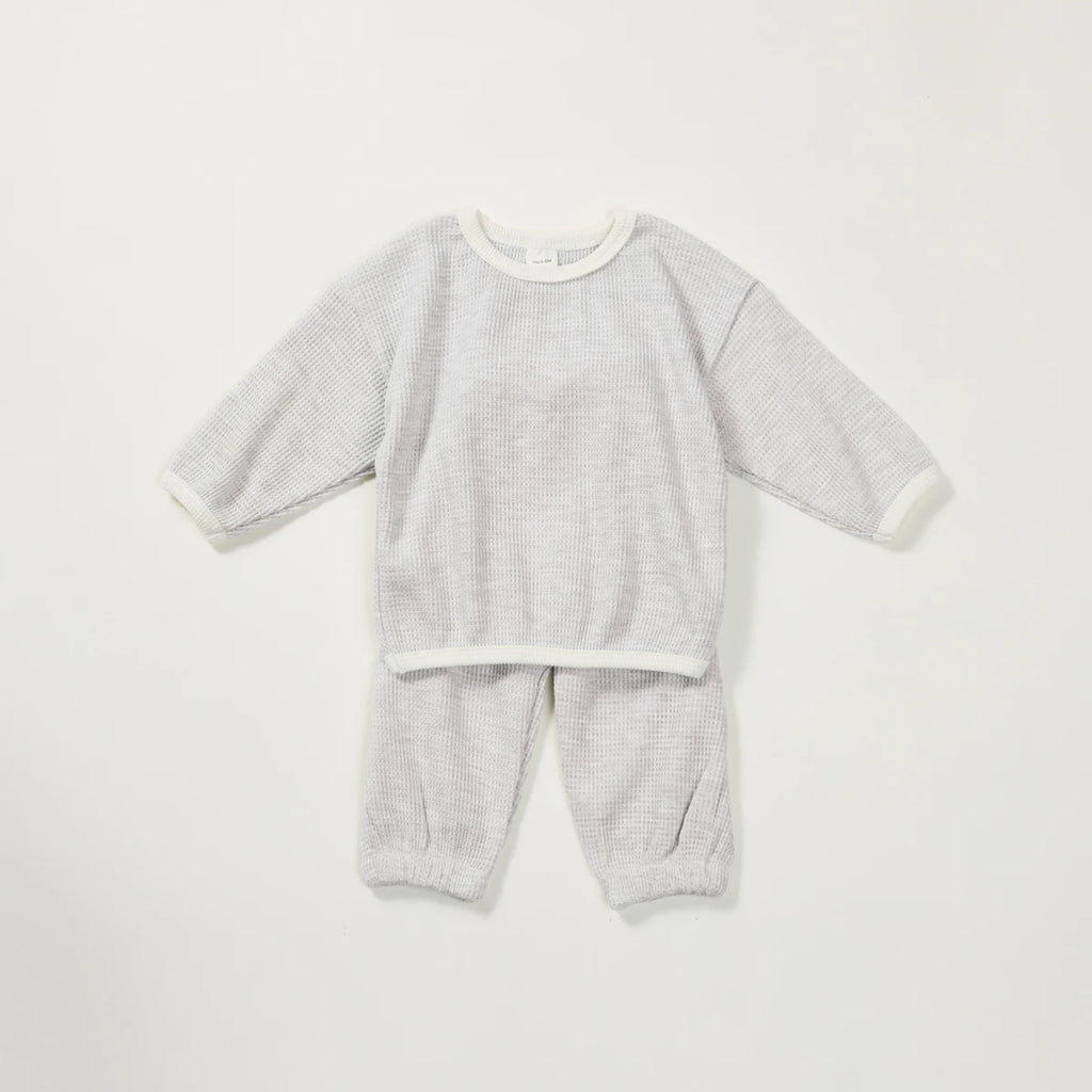 Korean Style Children Clothes Suit Waffle Pullover+Pants Baby Boys Girls Clothing Set Spring Autumn Kids Clothes Suit
