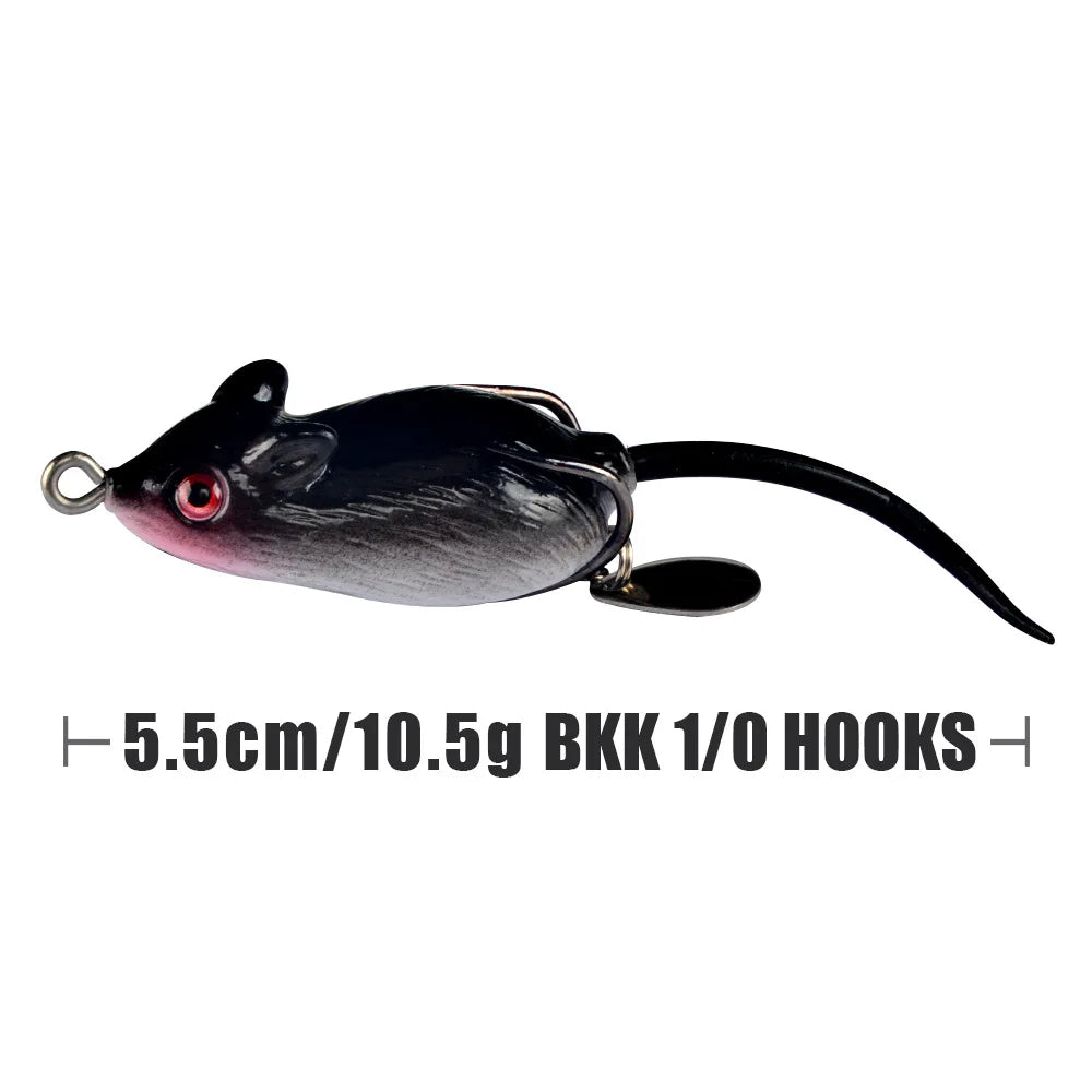 1Pcs Topwater Soft Mouse Bait Fishing Lures 5.5cm 10.5g Treble Hooks Ray Frog Crankbait Artificial Bait Bass Pike Fishing Tackle