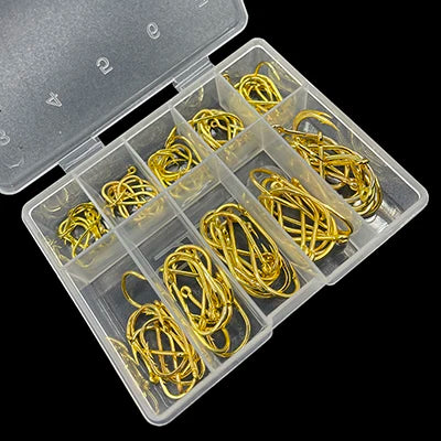 100Pcs Size 3-12# Ring Eye Fishhooks Circle Carp Eyed Fishing Hook High Carbon Steel Fishing Hooks Single Jig Fish Hook Tackle