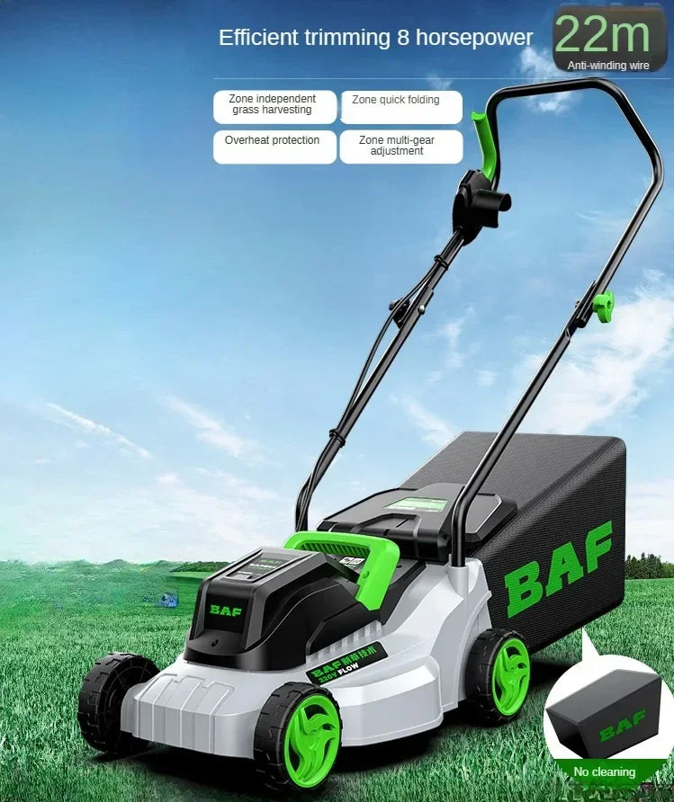 High-Power Electric Lawn Mower - Perfect for Large Yards, Push-Style Efficiency and Corded Operation Included