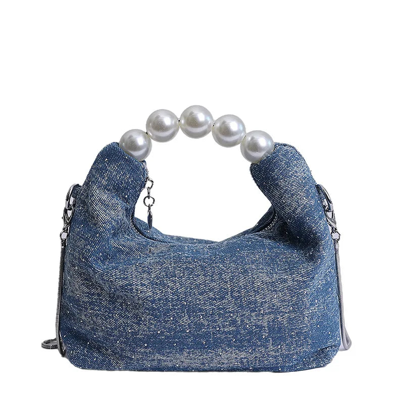 Women's Handbags Korean Pearl Denim Simple Fashionable Sweet Gentle Versatile New Handbags Luxury Brand Crossbody Bags For Girl