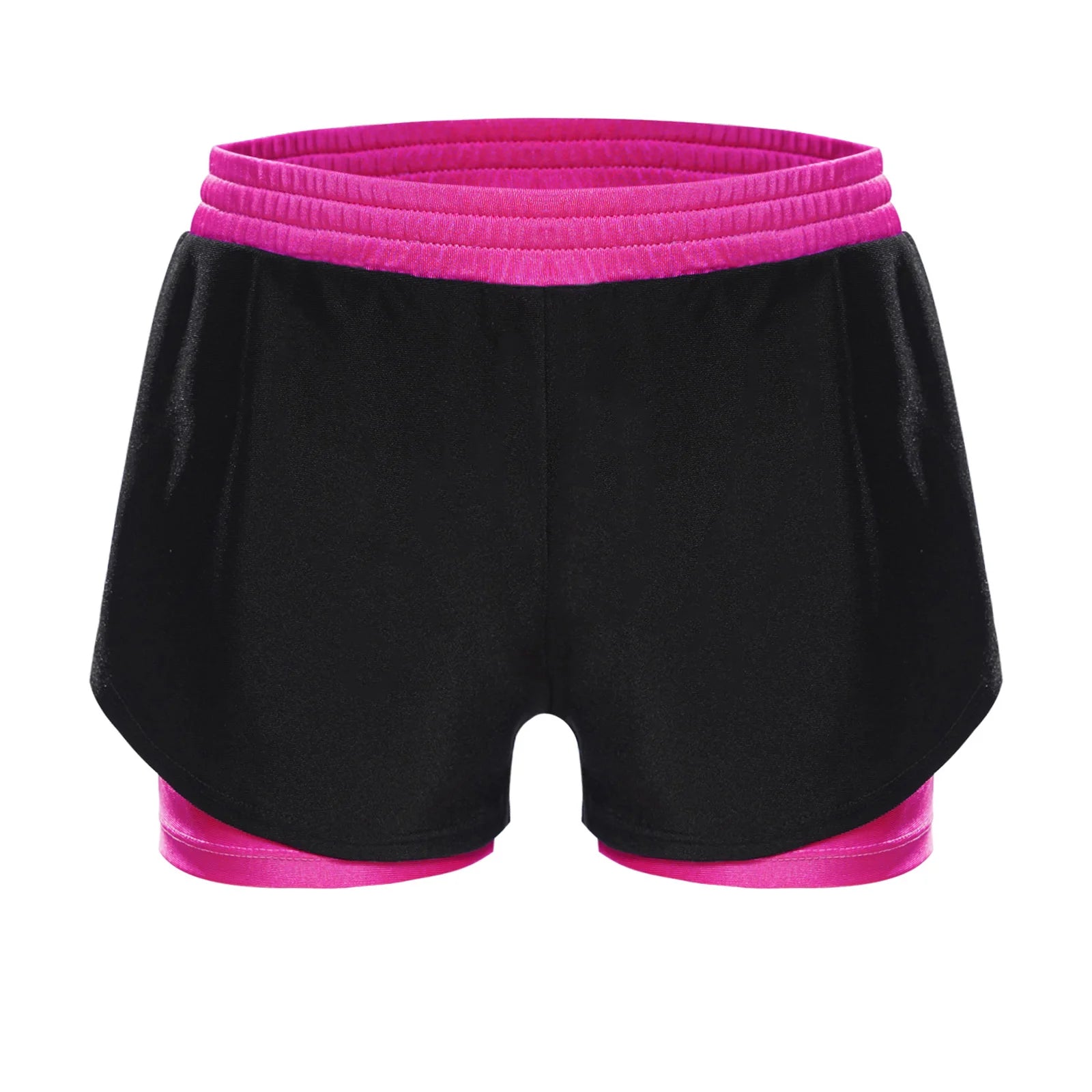 Kids Yoga Sports Shorts for Children Girls Workout Clothing Double-Layer Contrasting Shorts Running Cycling Bottoms Costumes