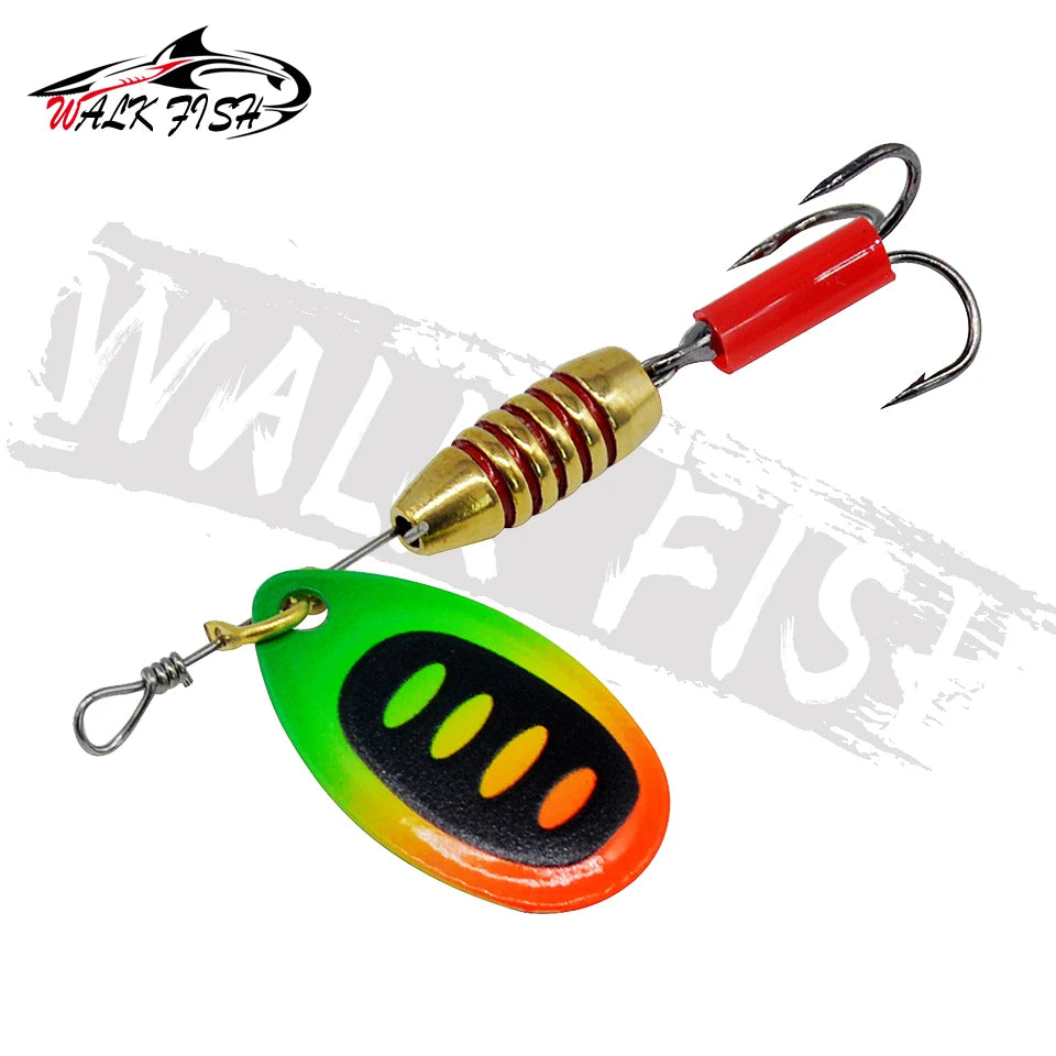 WALK FISH Spinner Lures 5.9cm 5g Rotating Spinners Spoon Hard Bait Pike Metal With Treble Hooks Fishing Lure Pesca Tackle