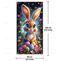 Easter Bunny Door Cover Banner Vinyl Easter Eggs Flowers 2D Door Banner for Spring Holiday Party Background Decoration Supplies