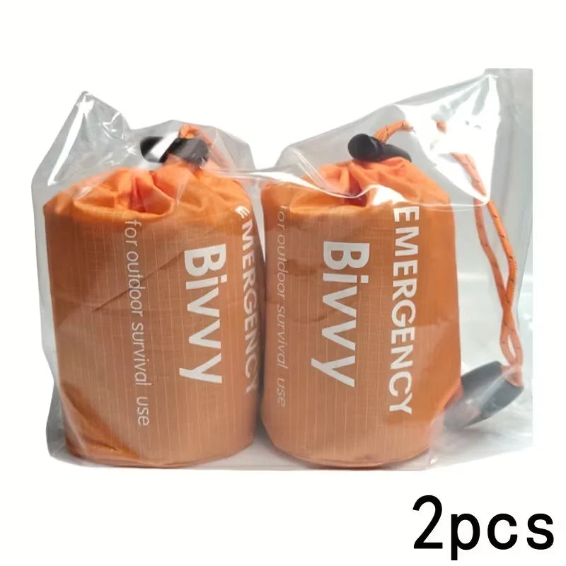 2 emergency sleeping bags, suitable for camping, hiking, outdoor activities, PE material, temperature rating below 0 ° F