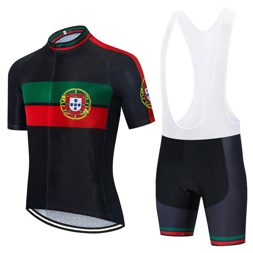 White Portugal Cycling Team Jersey Bike Tshirt Shorts Set Men Women Summer Breathable Ropa Ciclismo MTB Bicycle Clothing