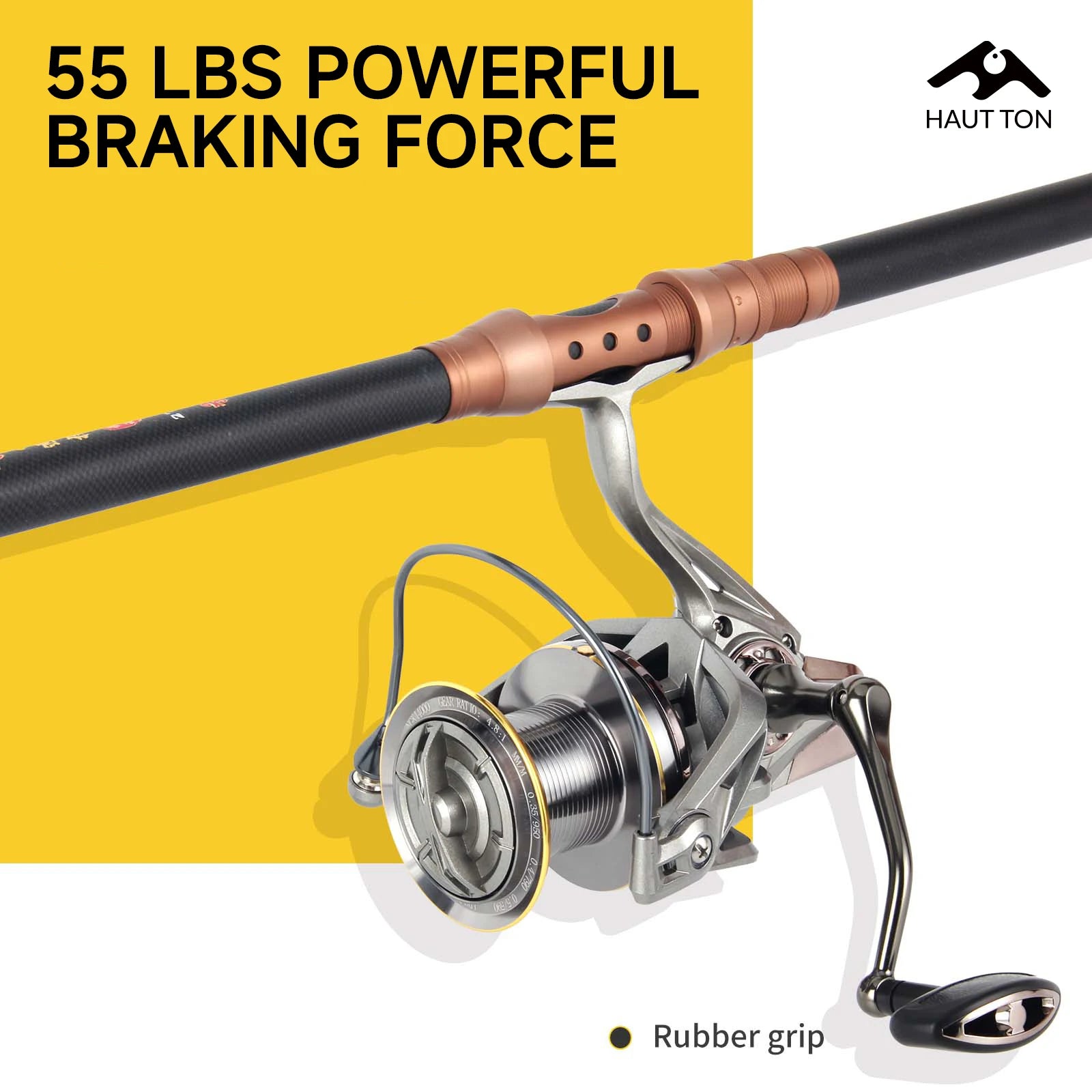 HAUT TON NGK 8000/9000/10000/12000/14000 Surfing Saltwater Spinning Fishing Reel 6+1BB 18kg/55lb Max Drag Anti-corrosion