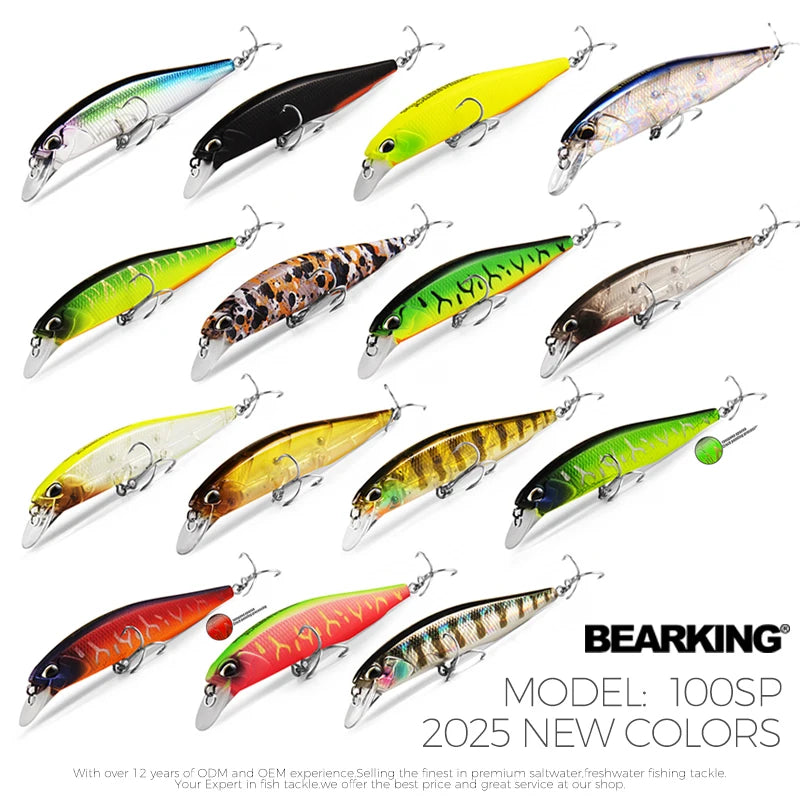 BEARKING Hot Sales Minnow 10cm 14.5g Fishing Lures Depth0.8-1.5m Hard Bait 30color For Choose Minnow Quality Professional Minnow