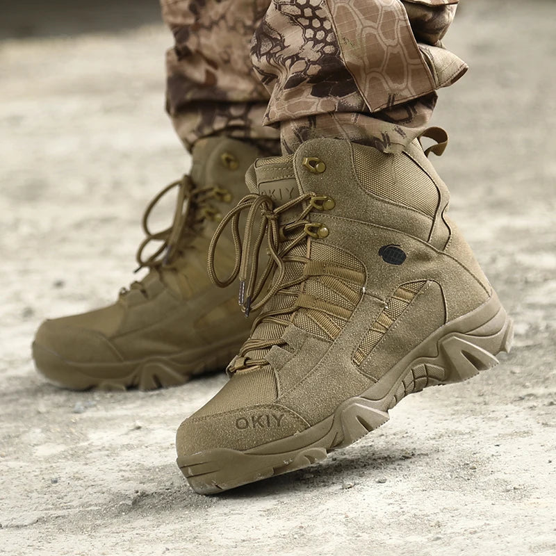 Men Tactical Boots Lace Up Breathable Male Army Boots Desert Boot Climbing Hiking Shoes Safety Unisex Hunting Boots Motorcycle