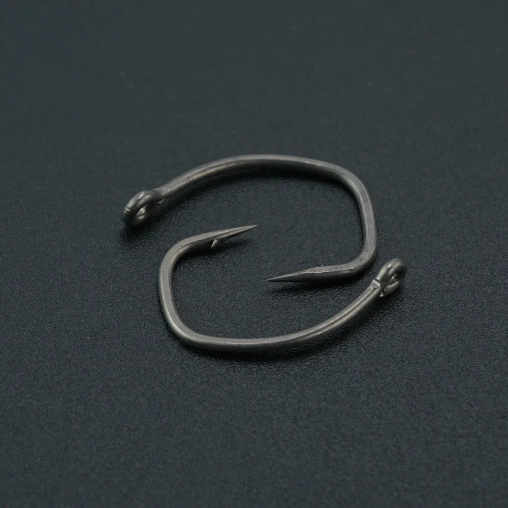 Hirisi 15pcs Carp Fishing Hooks With Eye Micro Barb High Carbon Steel Fish Hooks PTFE Coated X917 Fishing Accessories