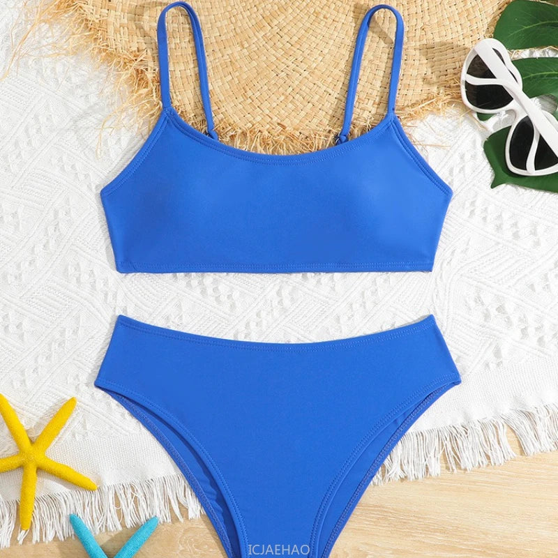 2025 Girl's Two Piece Swimsuit Big Kids Bathing Suits Girls Sport High Waist Bikini Set Bathing Suit Kids Bathing Swimsuit
