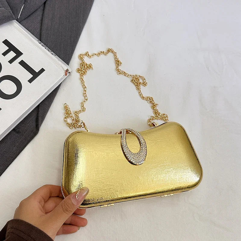 Women's Handbag Bags for Women 2025 Fashion Geometric Mini Party Evening Purse Crossbody Shoulder Bag Gold Box Lipstick Bag