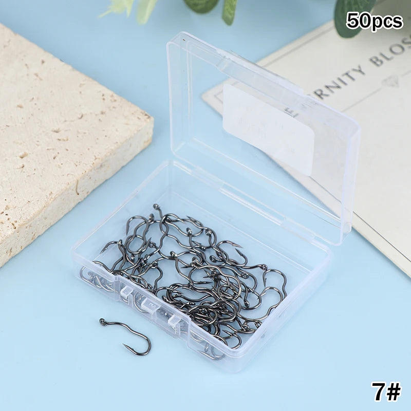 50pcs Premium Fishing Hooks Barbed Design For Anti-Slip & Secure Fish Grip | Reliable For Freshwater And Saltwater Hunting