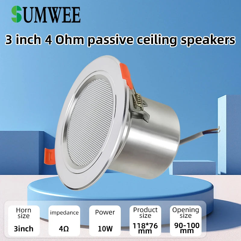 Home Audio System 4Ohm Sound Ceiling Speakers Background Music 10W Passive Wall Stereo Speakers For Bedroom Kitchen Home Theatre