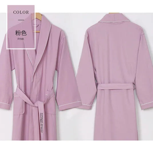 Women's Bathrobe Casual 100% Cotton Women Pajama Long Sleeve Autumn Winter Sleepwear Shower Robe Couple Home Wear Clothing