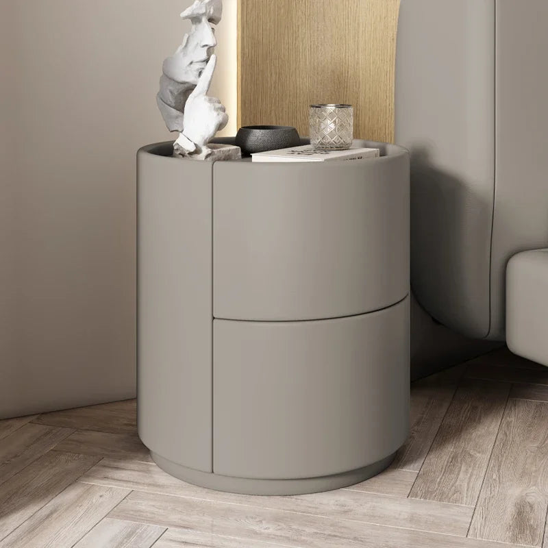 Home Living Room Sofa Side Cabinet, Creative Round Solid Wood Bedside Table, New Simple Modern Small Bedroom Storage Cabinet