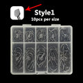 100pcs Boxed Fish Hooks 3-12# Barbed with Holes Black Fish Hooks