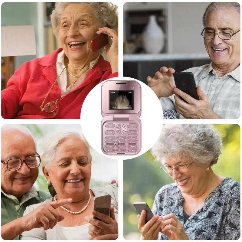 Seniors Cell Phone Foldable Multifunctional Clamshell Phone 1.77 Inch Screen Mini Mobile Phone Portable Clamshell Phone With