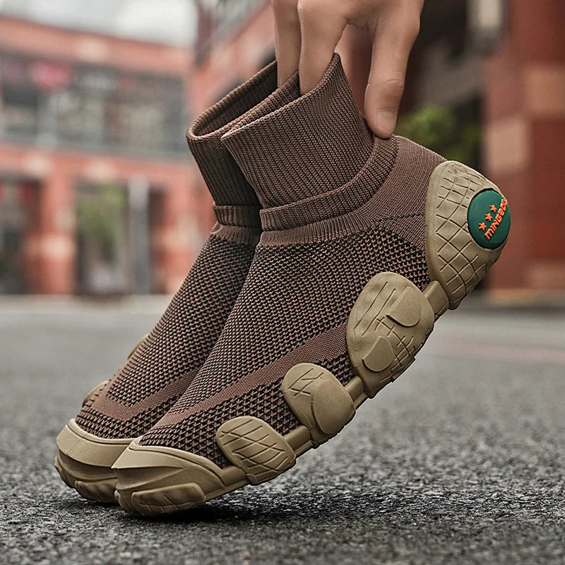Outdoor Men Short Boots Designer Soft Casual Sneakers Breathbale Mens Socks Shoes Slip-On Flat Lightweight Walking Sport Shoes