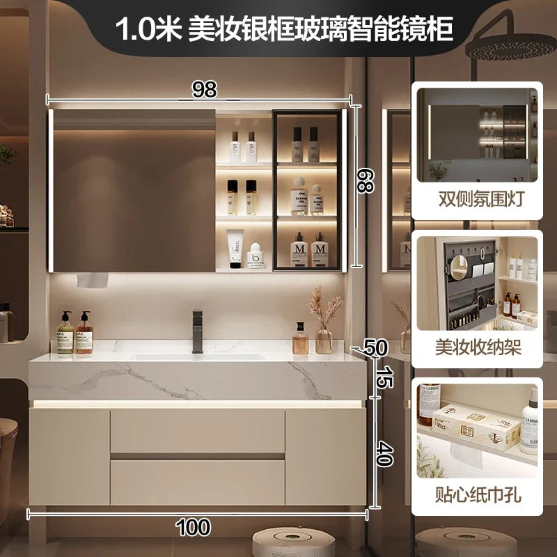 Partitions Storage Bathroom Cabinet Organizer Mirror Wall Shelves Accessories Toilet Cupboard Luxury Gabinete Home Furniture