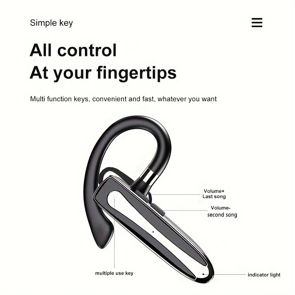 Wireless headphon Wireless earbuds with charging case,500mAh, suitable for iOS, Android, meetings, office work, travel, driving