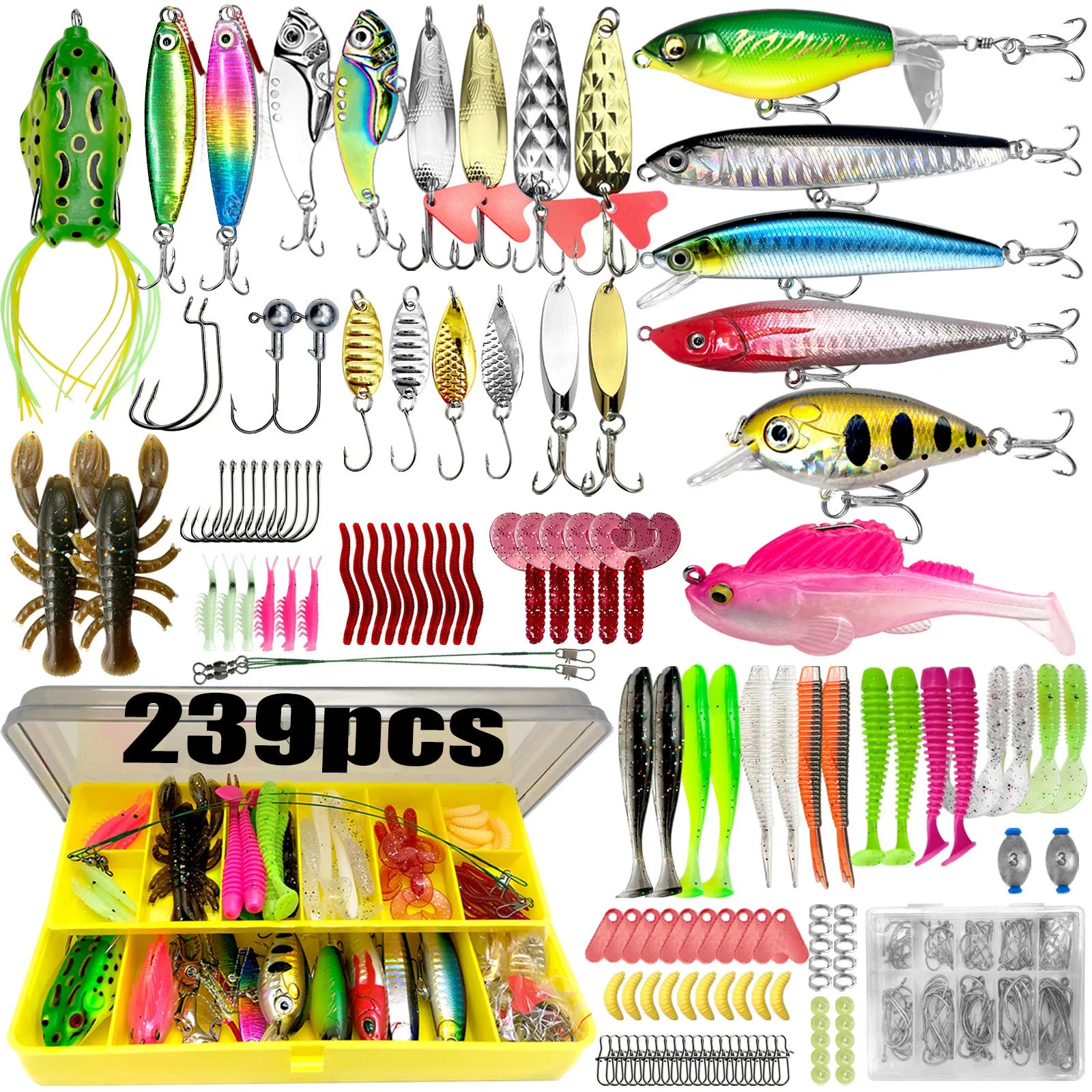 409/239/193/133/83pcs Fishing Lures Kit for Topwater Bait Rigs Tackle Kit for Bass Trout Salmon Fishing Accessories