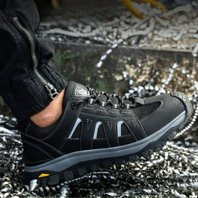 Men's Safety Boots Work Protective Shoes Anti-smash Anti-puncture Men Boots Outdoor Sneakers Non-slip Lace-up Steel Toe Shoes