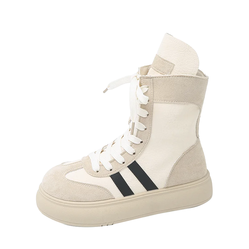 Sports and Leisure Shoes for Women Fashionable High Top Shoes Flat Bottomed Lightweight and Comfortable Work Boots