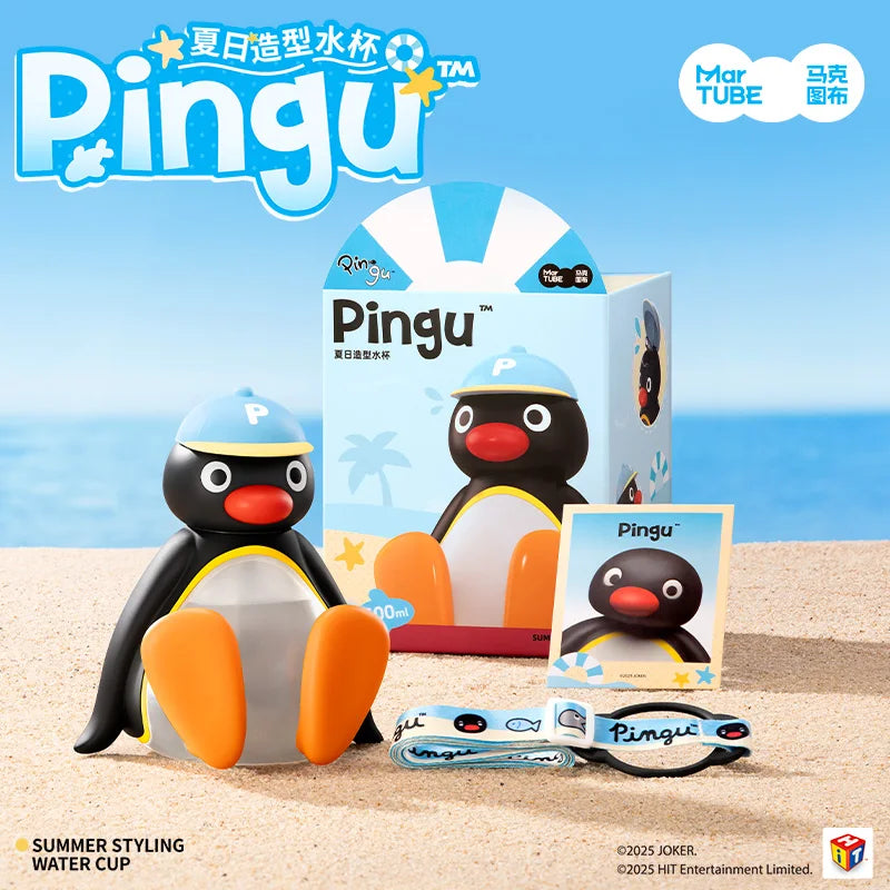 In Stock Pingu Cup Pingu Summer Style Water Cup Pingu Glass Portable Mug Children'S Sippy Cup Customized Gift Ornament