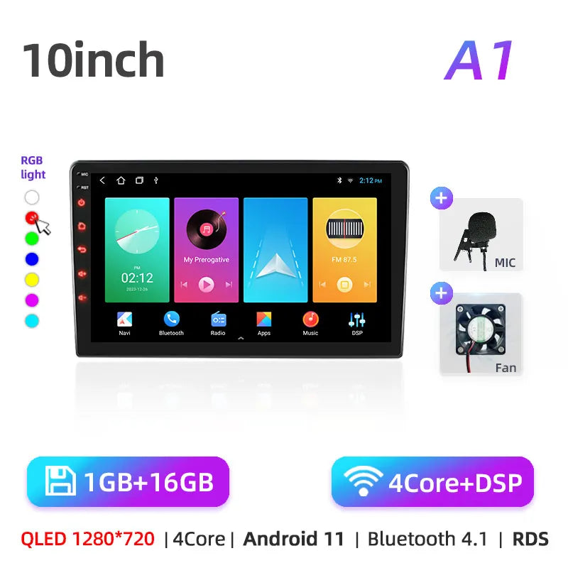 Car radio with GPS Multimedia player with Android 12 7/9/10''2 Din Universal Stereo Carplay AUTO for Volkswagen, Nissan, Hyundai