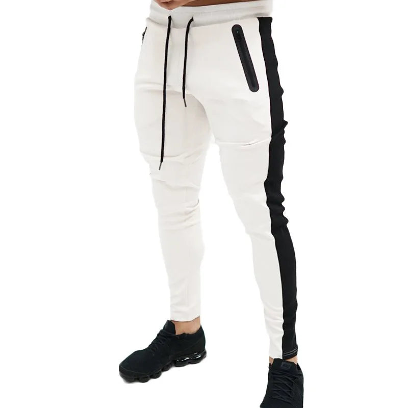 Men Sweatshirts Jogging Pants Men Casual Pants Men Stylish Color Block Zip Pockets Drawstring Sports Skinny Pants Trousers Pants