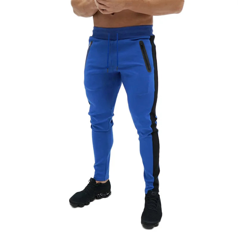 Men Sweatshirts Jogging Pants Men Casual Pants Men Stylish Color Block Zip Pockets Drawstring Sports Skinny Pants Trousers Pants