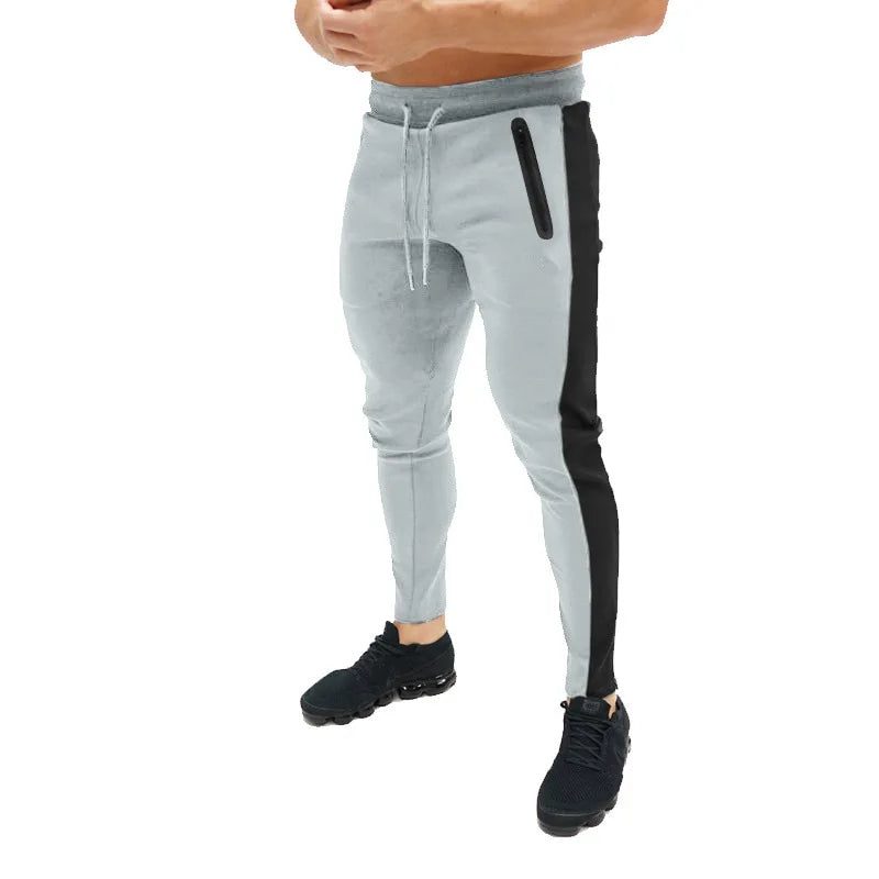 Men Sweatshirts Jogging Pants Men Casual Pants Men Stylish Color Block Zip Pockets Drawstring Sports Skinny Pants Trousers Pants