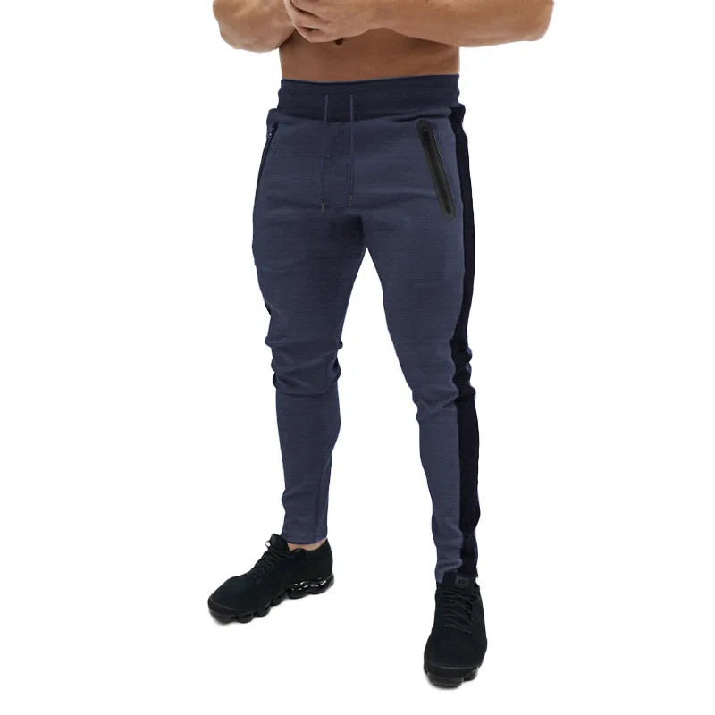 Men Sweatshirts Jogging Pants Men Casual Pants Men Stylish Color Block Zip Pockets Drawstring Sports Skinny Pants Trousers Pants