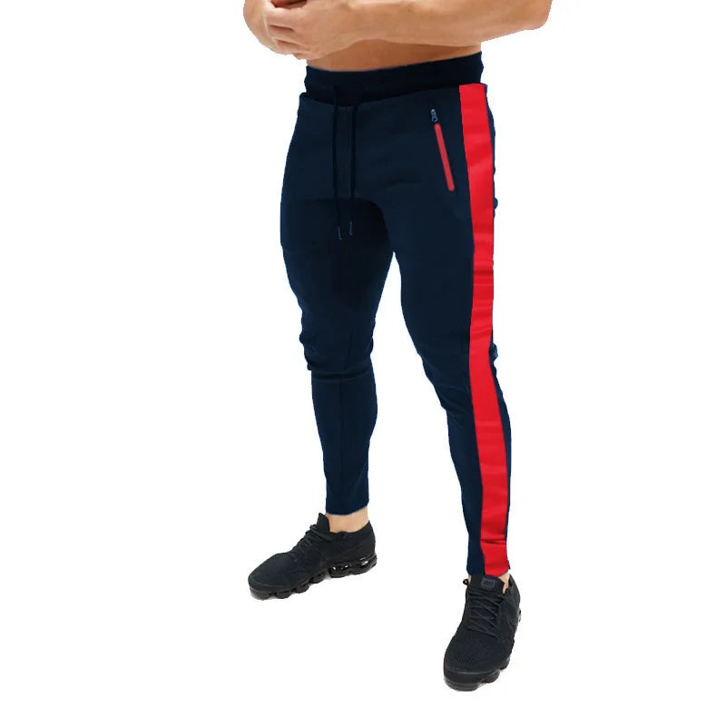 Men Sweatshirts Jogging Pants Men Casual Pants Men Stylish Color Block Zip Pockets Drawstring Sports Skinny Pants Trousers Pants