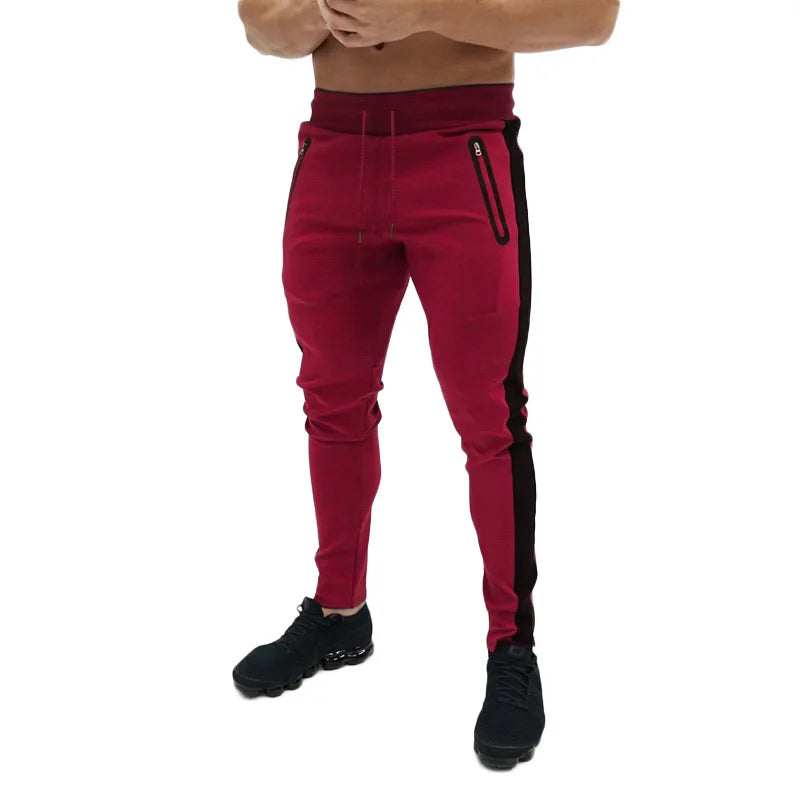 Men Sweatshirts Jogging Pants Men Casual Pants Men Stylish Color Block Zip Pockets Drawstring Sports Skinny Pants Trousers Pants
