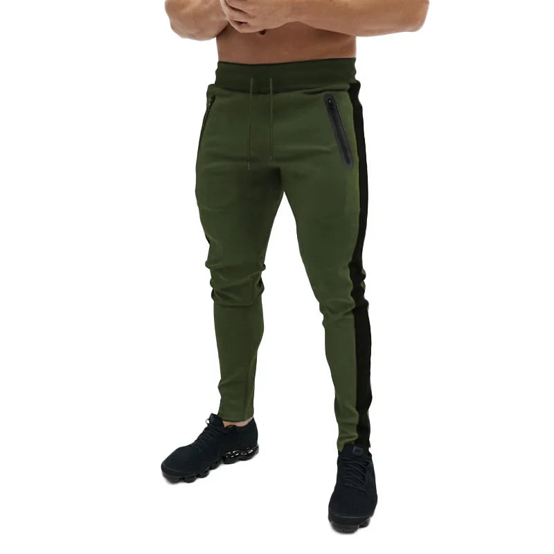 Men Sweatshirts Jogging Pants Men Casual Pants Men Stylish Color Block Zip Pockets Drawstring Sports Skinny Pants Trousers Pants