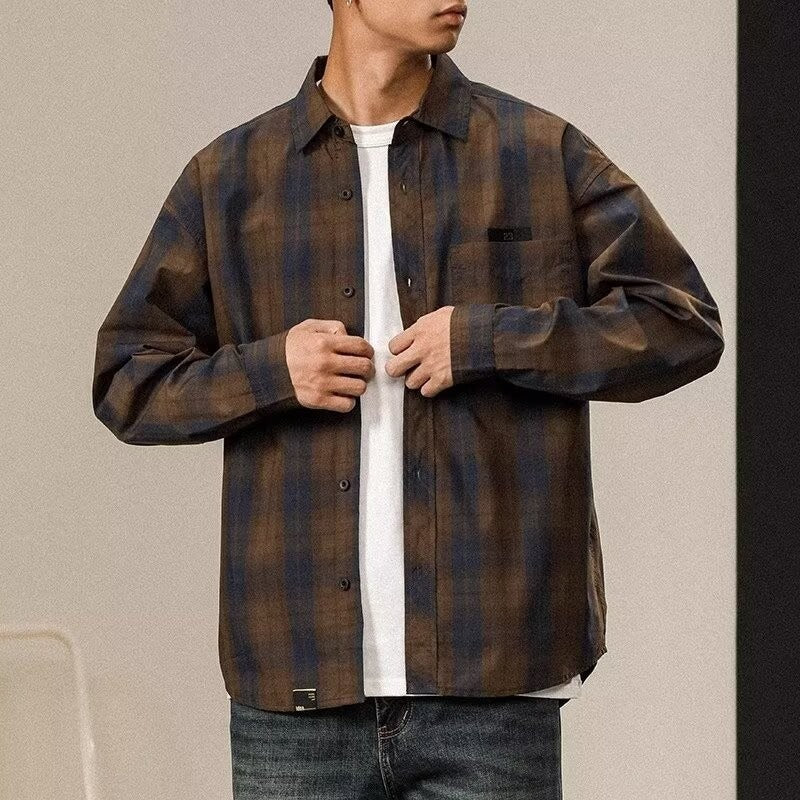 Men's Retro Casual Simple Plaid Shirt