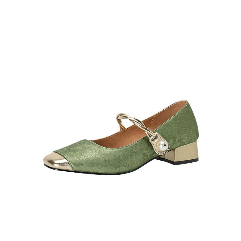 Women's Retro Plus-Size Chunky-Heel Pumps
