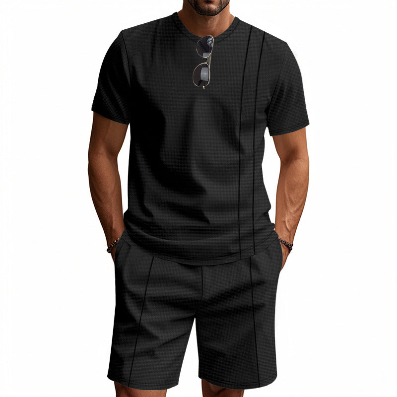 Men's Crew-Neck Short-Sleeve T-Shirt And Shorts Set