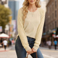 Women's Lightweight And Fashionable Solid Color Round Neck Knitted Sleeve Top