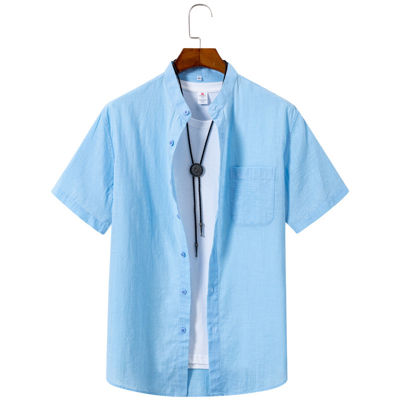 Men's Breathable Bamboo-Loop Cotton Short-Sleeve Shirt