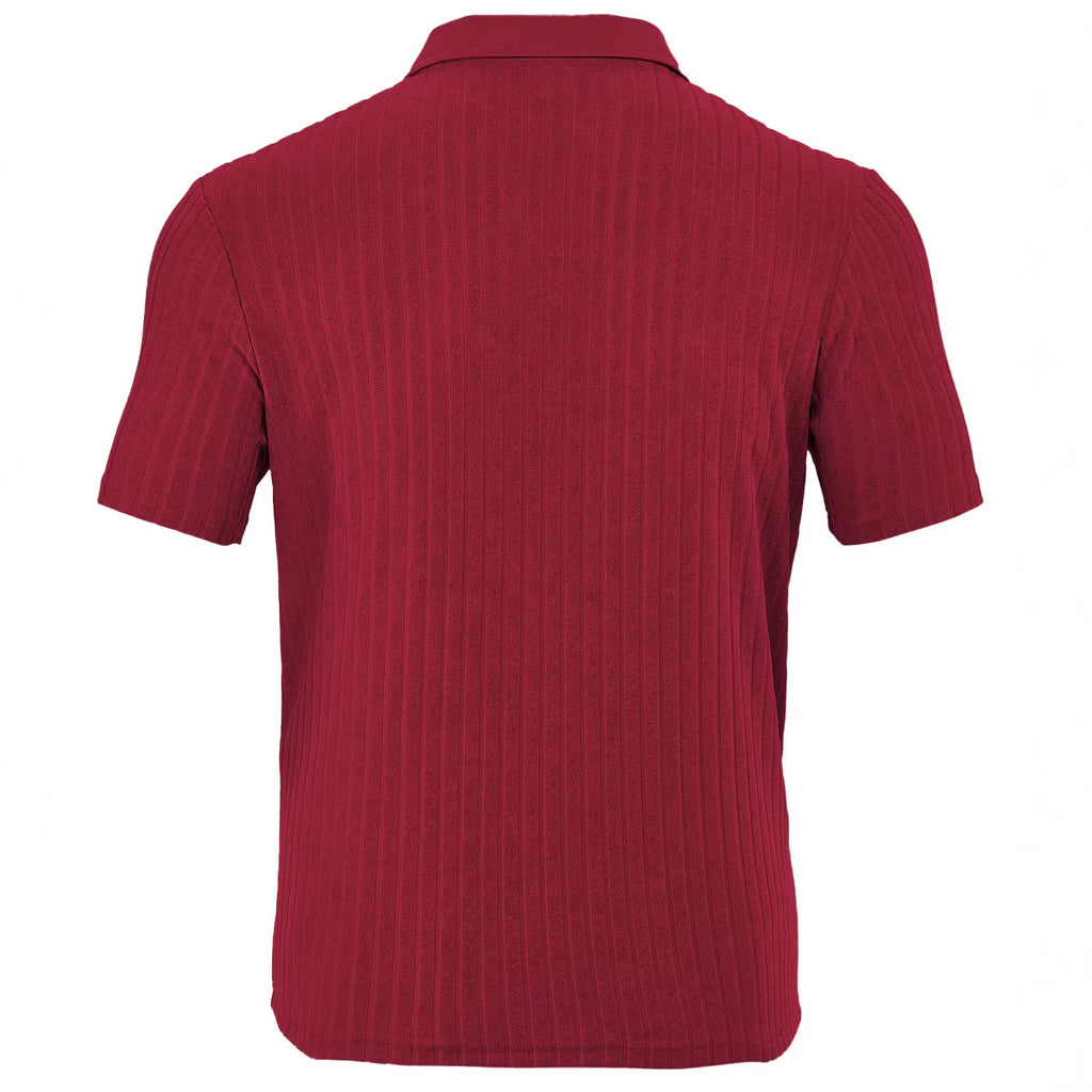 Men's Striped Short-sleeve Shirt With A Turn-down Collar