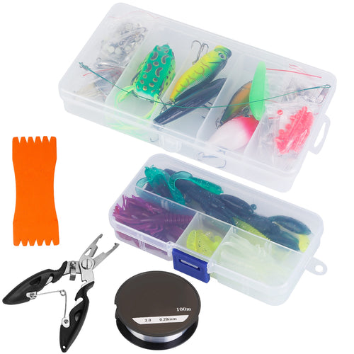 383Pcs Fishing Lures Tackle Box Bass Fishing Animated Lure Crankbaits Spinnerbaits Soft Plastic Worm Saltwater Freshwater Fishing Kit