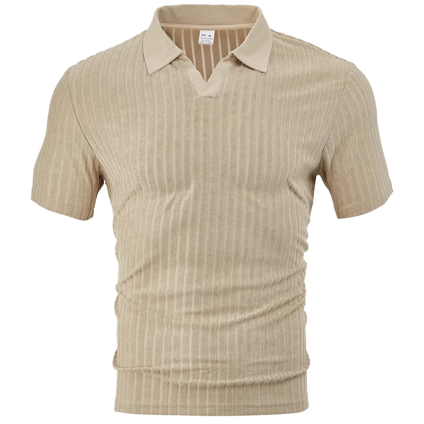 Men's Striped Short-sleeve Shirt With A Turn-down Collar