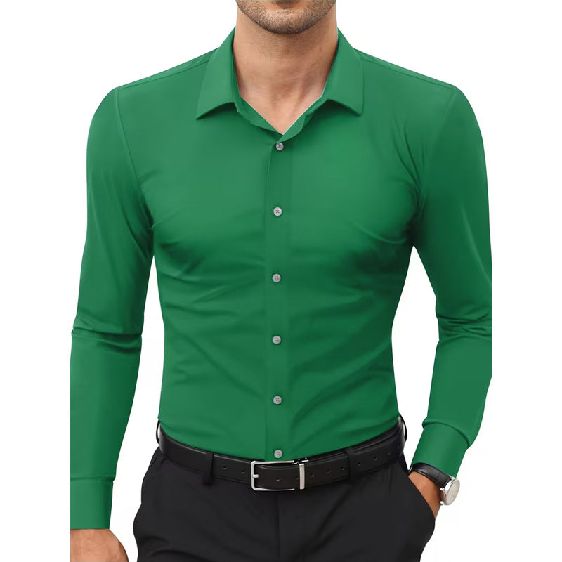 Stretch White Button-Down Mens Plus-Size Shirt