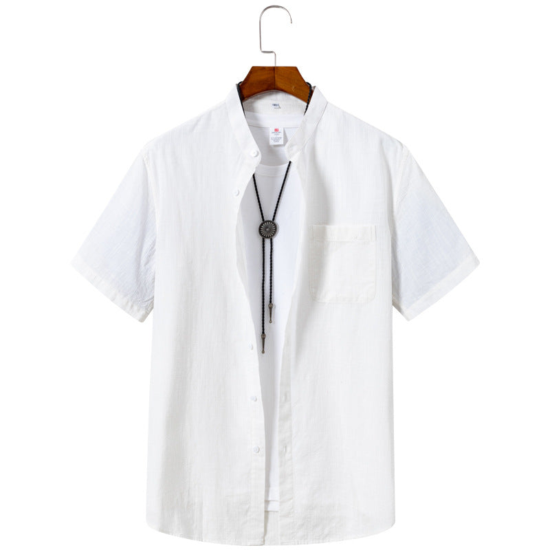 Men's Breathable Bamboo-Loop Cotton Short-Sleeve Shirt